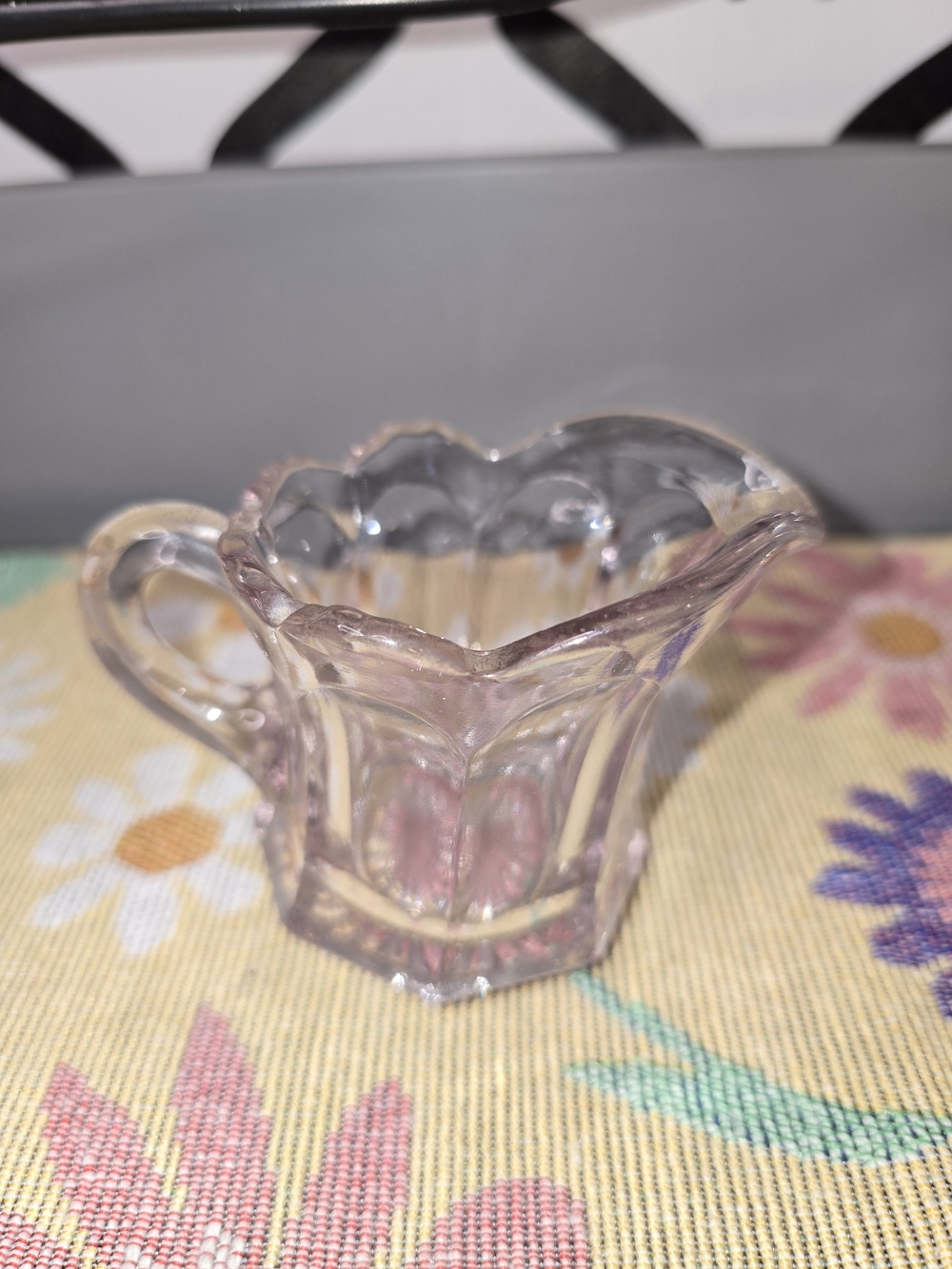 Vintage Pink Pressed Glass Creamer Pitcher